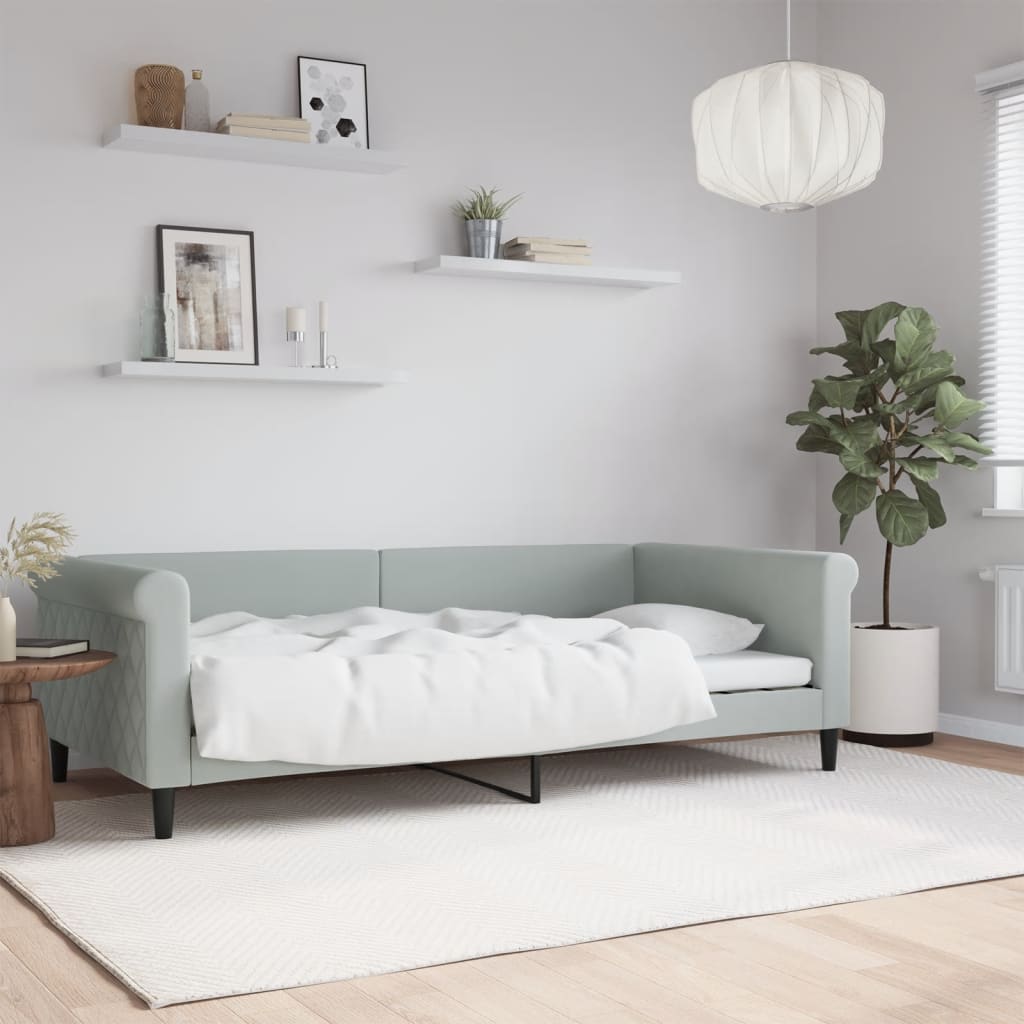 Letto da Giorno Grigio Chiaro 100x200 cm in Velluto | homemem39