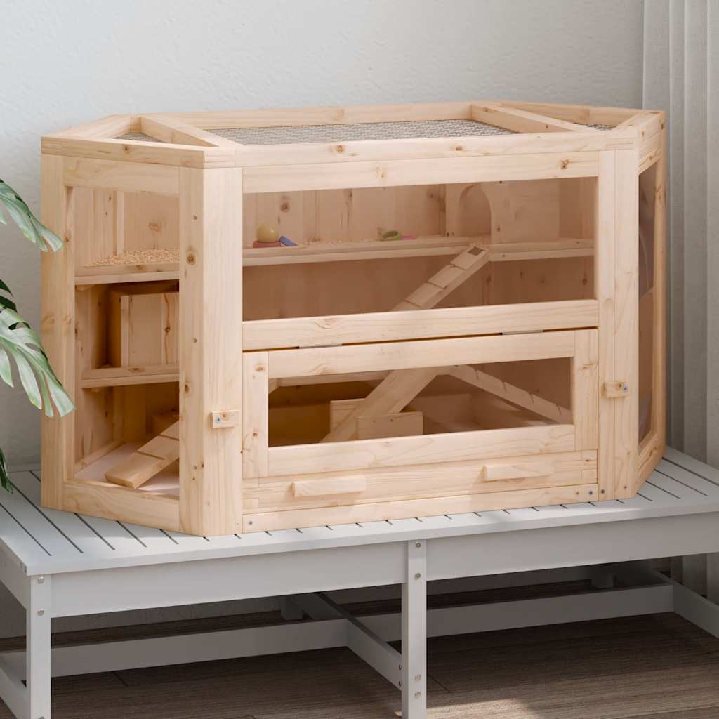 Gabbia per Criceti 80x40x43 cm in Legno Massello di Abete | homemem39