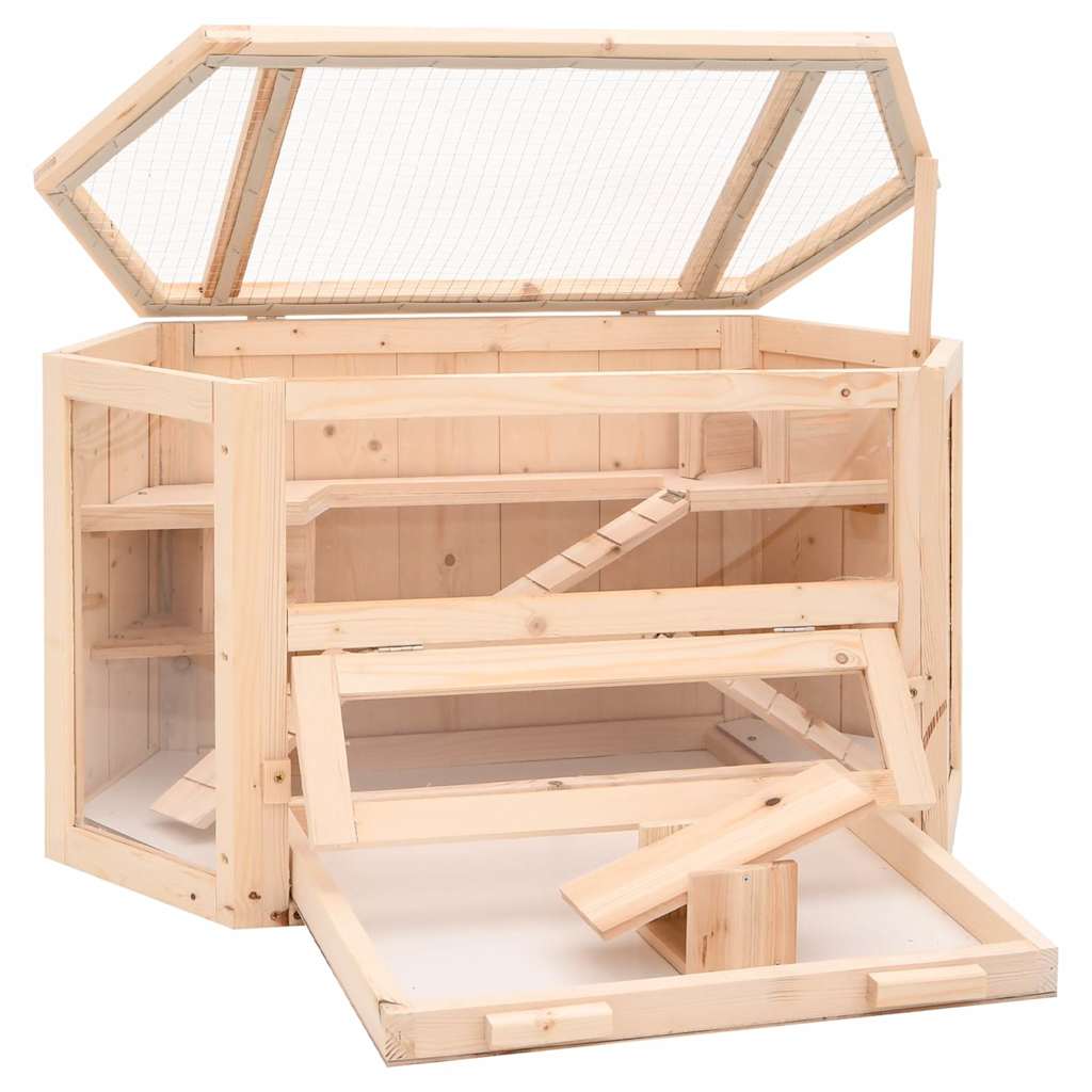 Gabbia per Criceti 80x40x43 cm in Legno Massello di Abete | homemem39