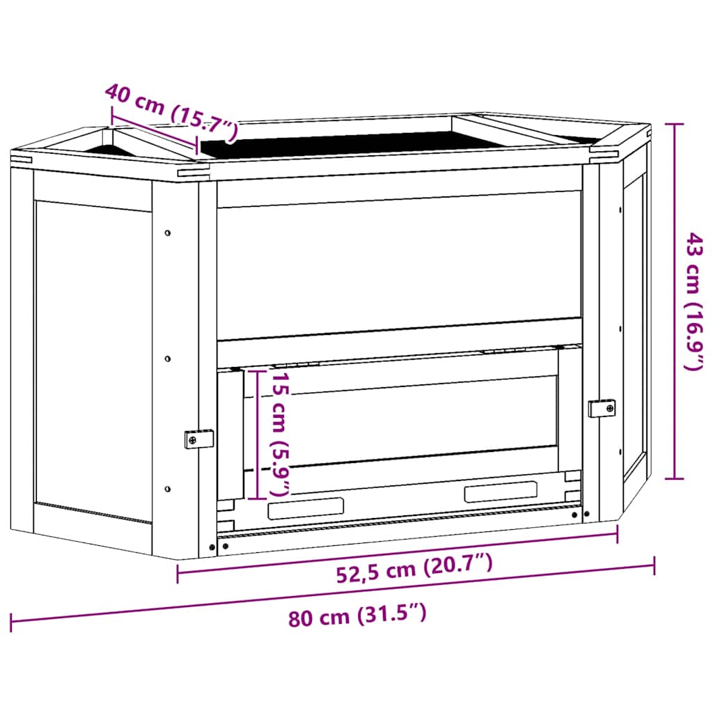 Gabbia per Criceti 80x40x43 cm in Legno Massello di Abete | homemem39