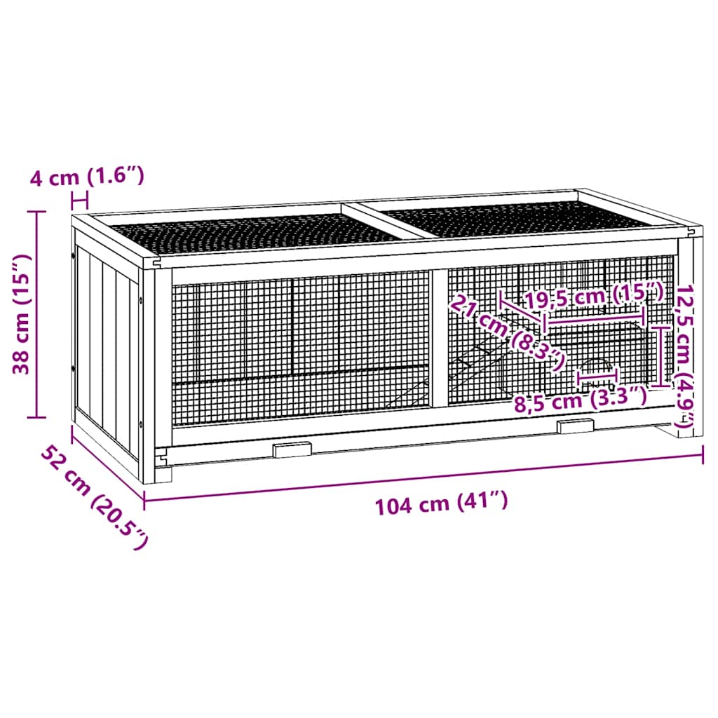 Gabbia per Criceti 104x52x38 cm in Legno Massello di Abete | homemem39