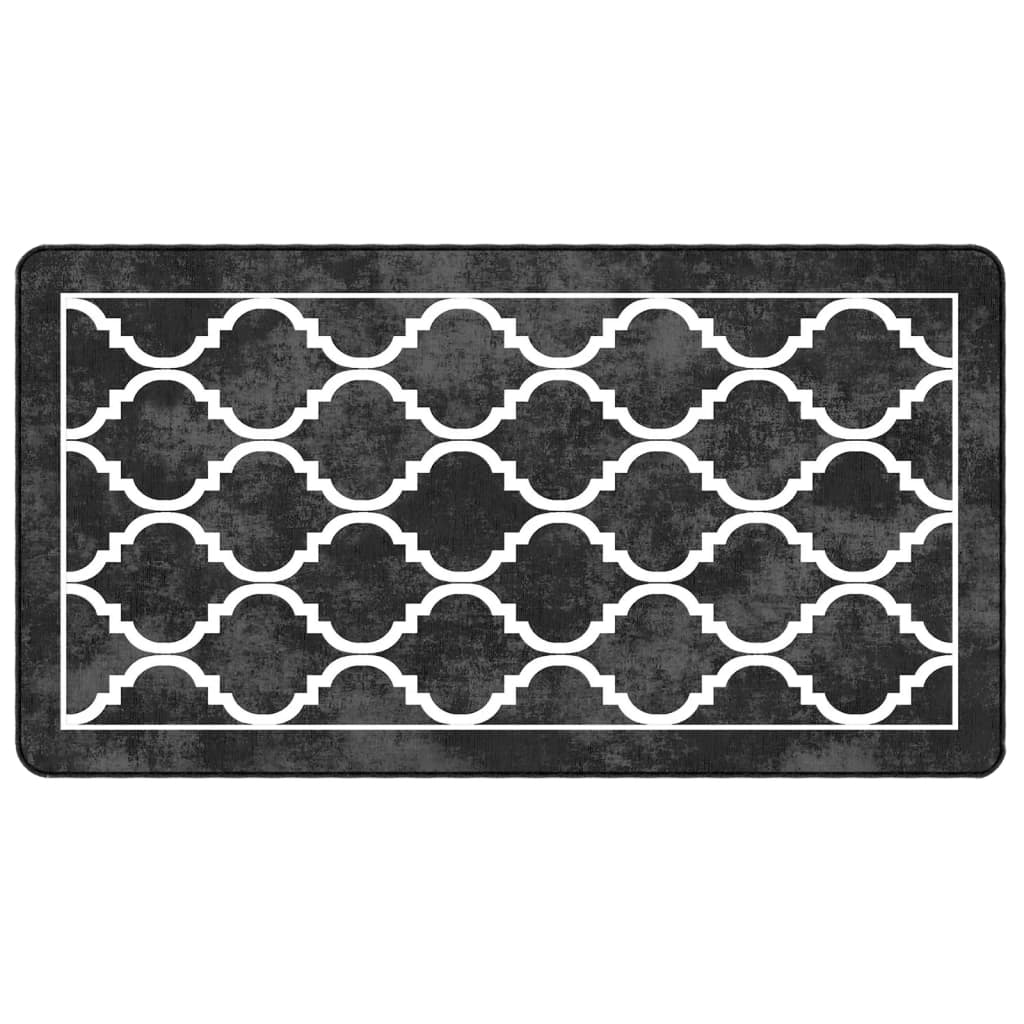 Tappeto Lavabile Nero e Bianco 80x150 cm Antiscivolo - homemem39