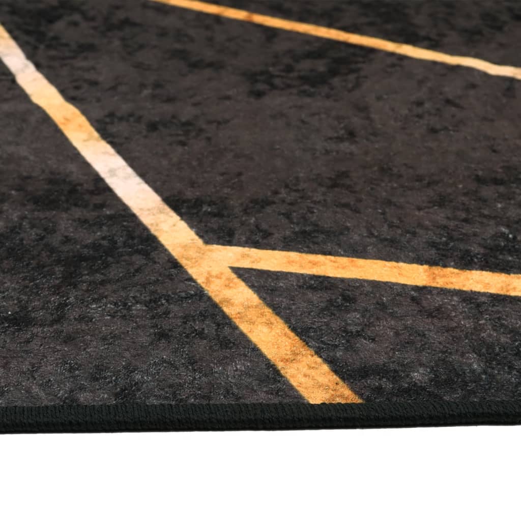 Tappeto Lavabile Nero e Oro 80x150 cm Antiscivolo - homemem39