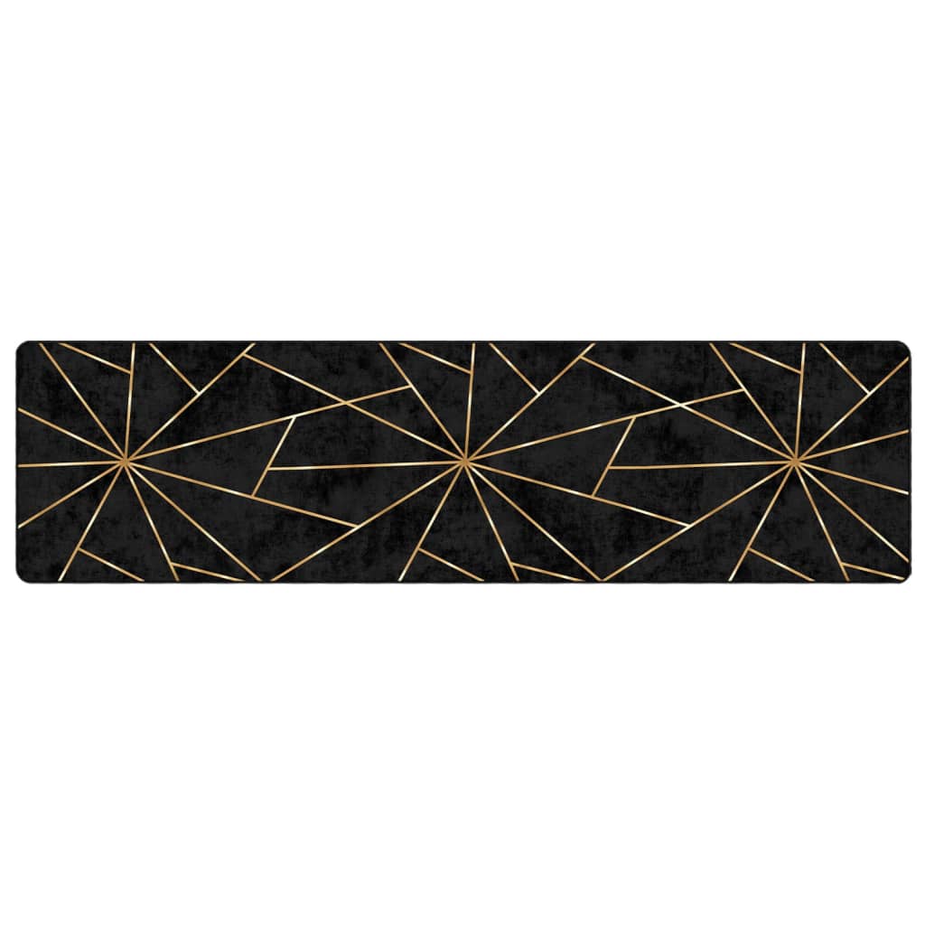 Tappeto Lavabile Nero e Oro 80x300 cm | homemem39
