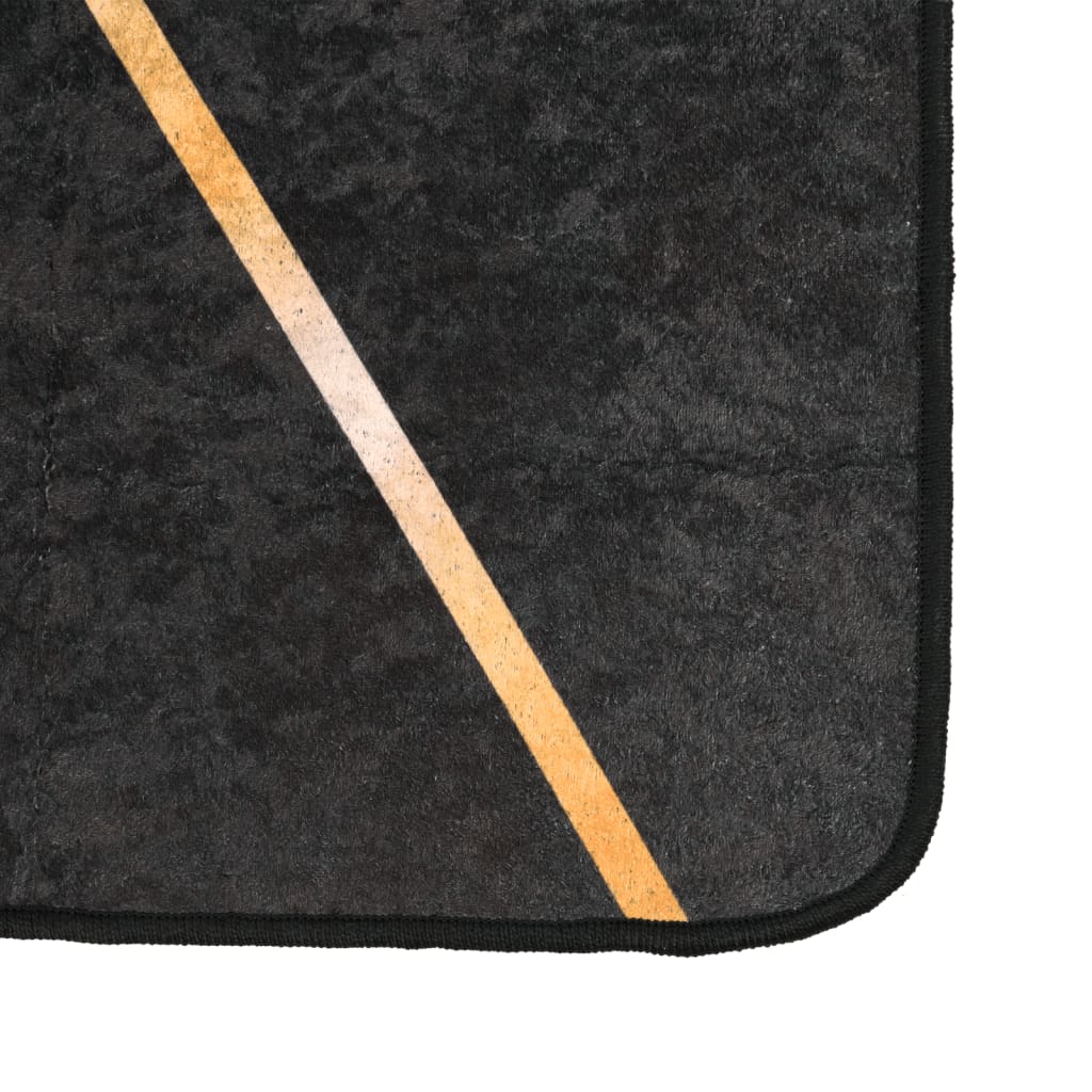 Tappeto Lavabile Nero e Oro 80x300 cm | homemem39