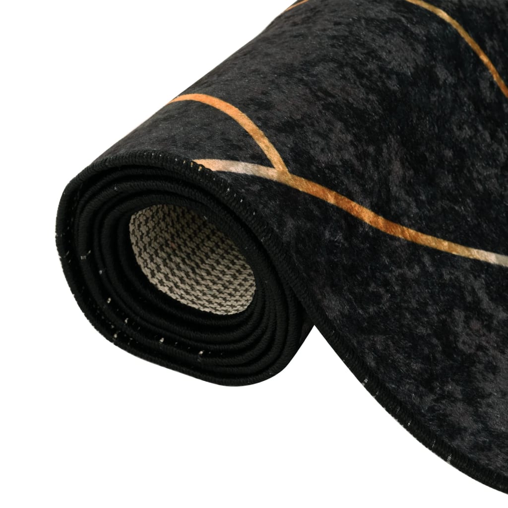 Tappeto Lavabile Nero e Oro 80x300 cm | homemem39
