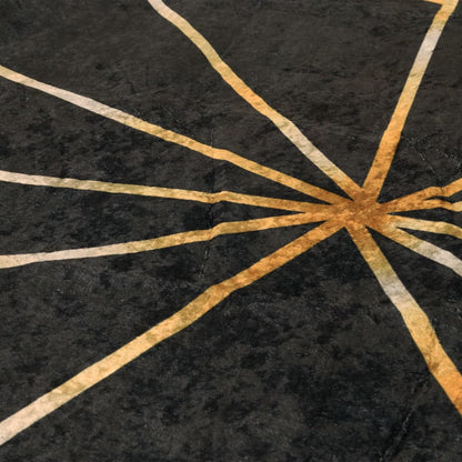 Tappeto Lavabile Nero e Oro 80x300 cm | homemem39