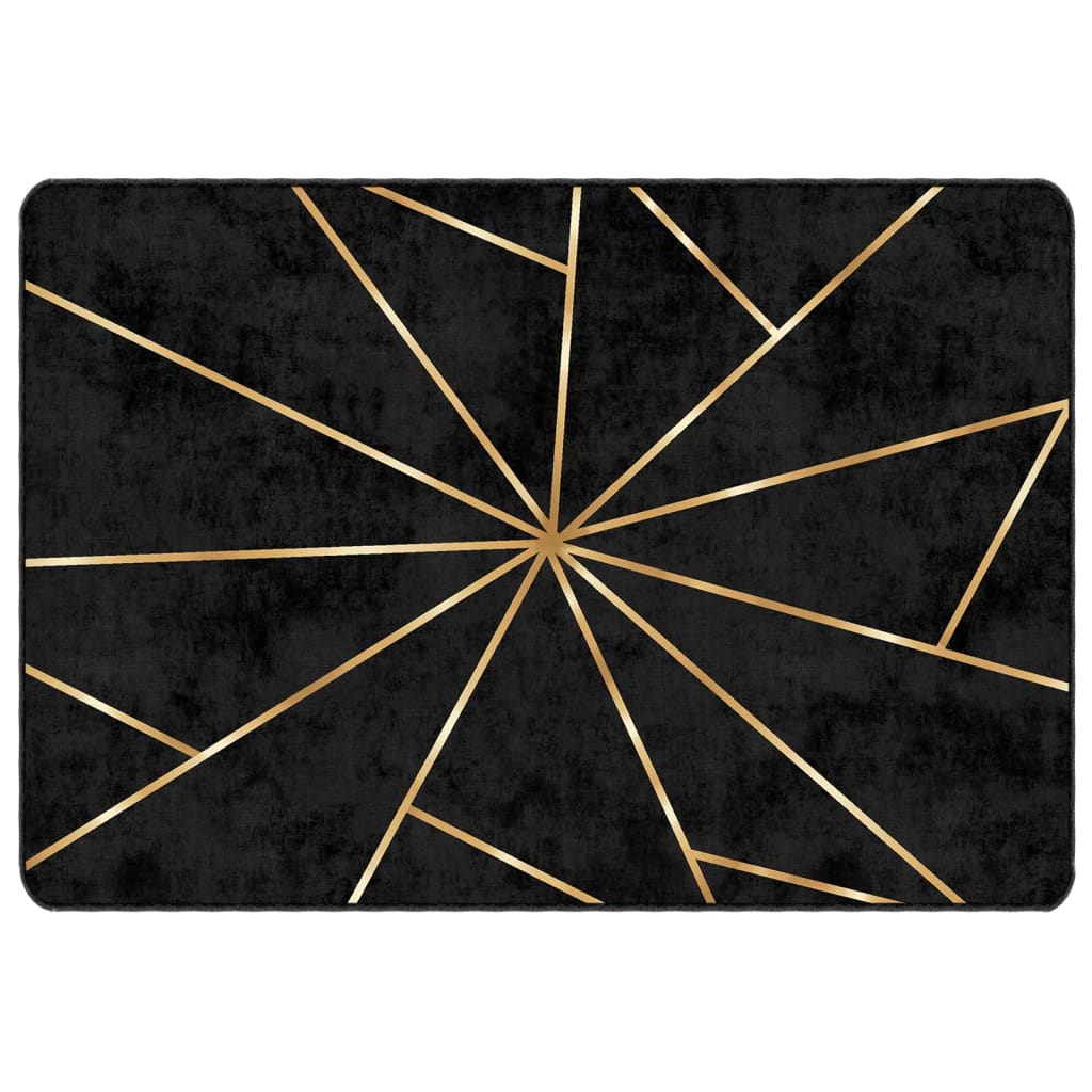 Tappeto Lavabile Nero e Oro 120x180 cm Antiscivolo - homemem39