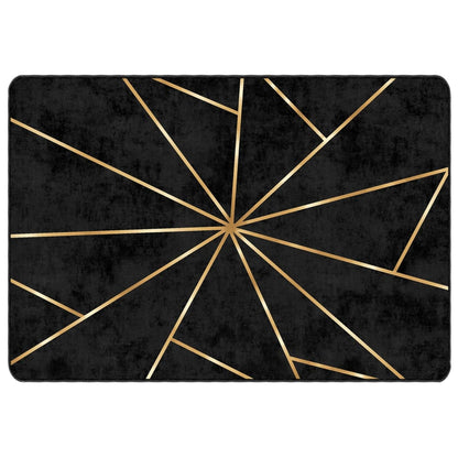 Tappeto Lavabile Nero e Oro 120x180 cm Antiscivolo - homemem39