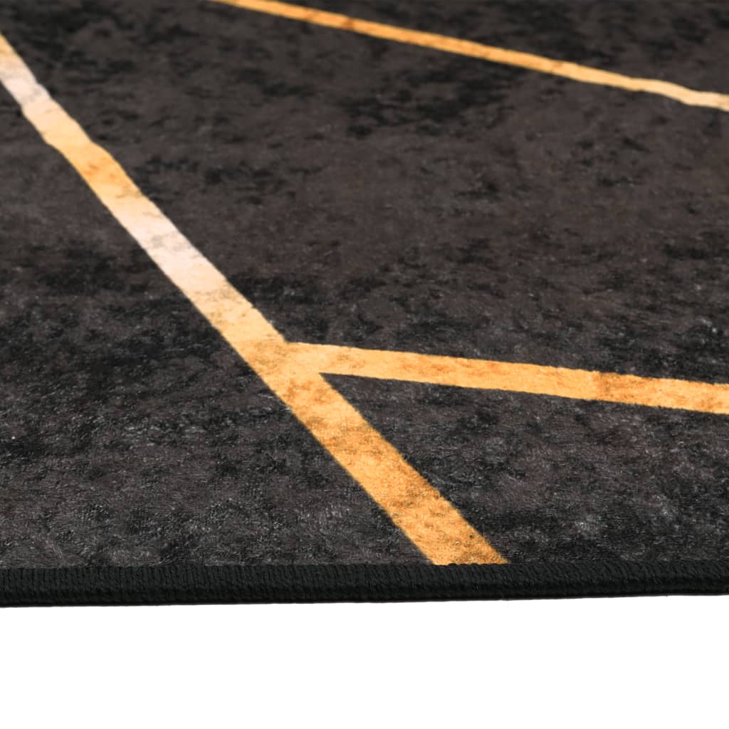 Tappeto Lavabile Nero e Oro 160x230 cm Antiscivolo - homemem39
