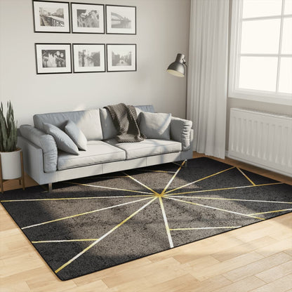 Tappeto Lavabile Nero e Oro 160x230 cm Antiscivolo - homemem39