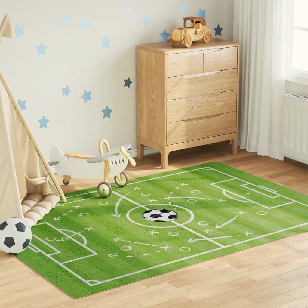 Tappeto Bambini Verde 160x230 Campo Calcio Lavabile Antiscivolo - homemem39
