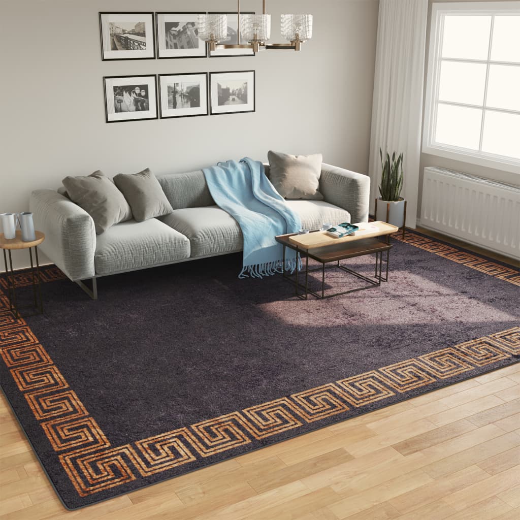 Tappeto Lavabile Nero e Oro 400x300 cm Antiscivolo - homemem39