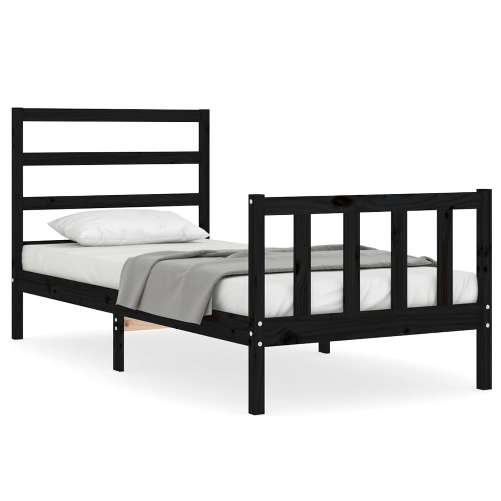 Giroletto con Testiera Nero Small Single in Legno Massello | homemem39