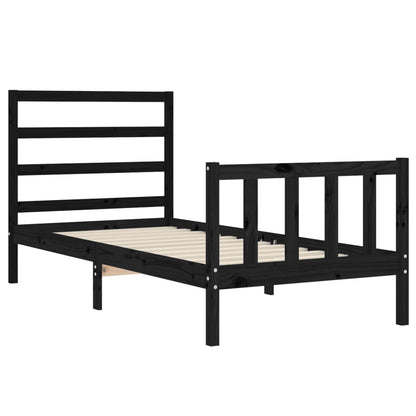 Giroletto con Testiera Nero Small Single in Legno Massello | homemem39