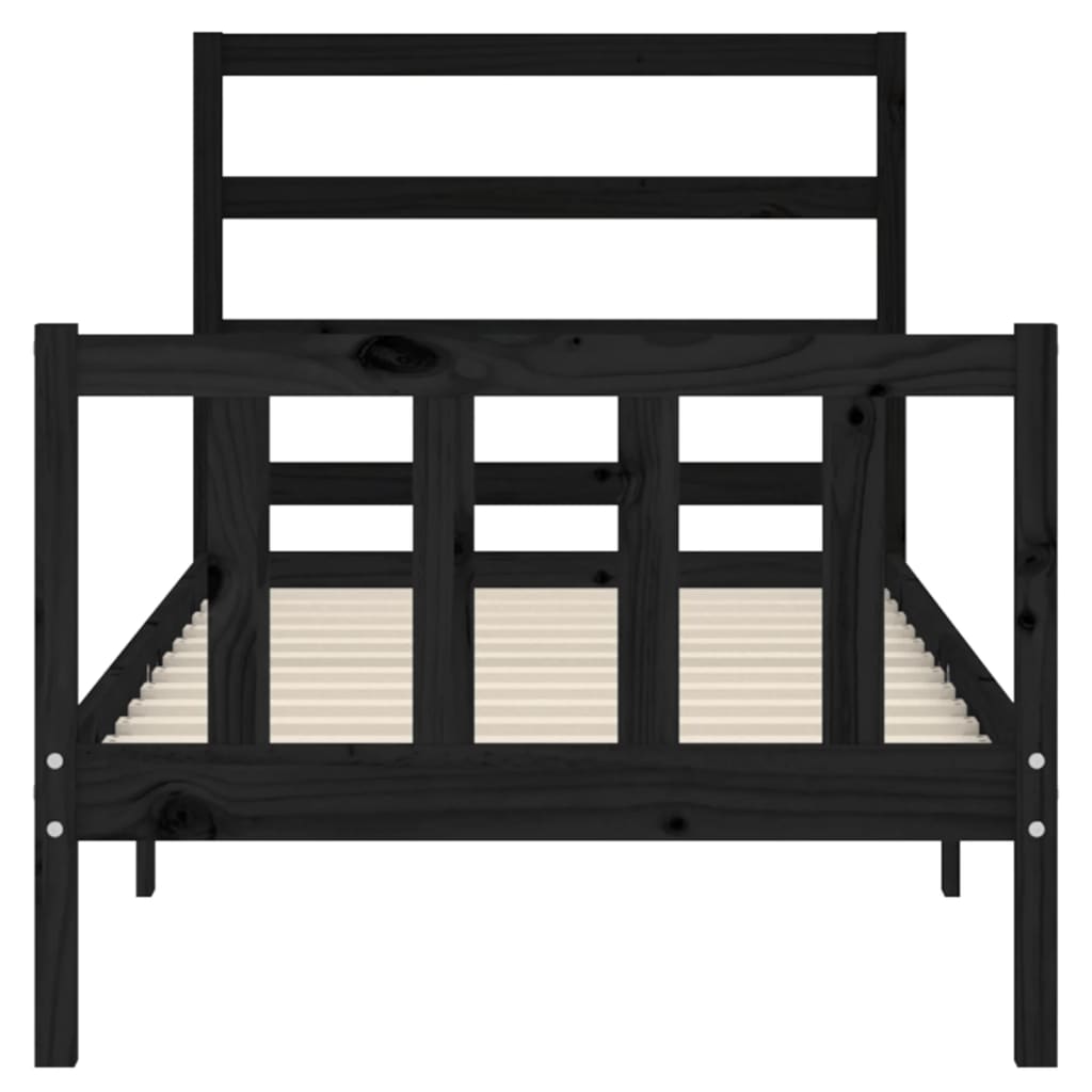 Giroletto con Testiera Nero Small Single in Legno Massello | homemem39