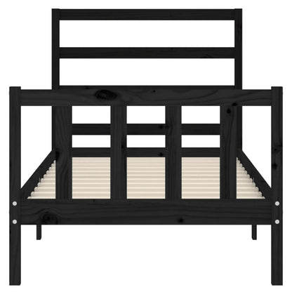 Giroletto con Testiera Nero Small Single in Legno Massello | homemem39