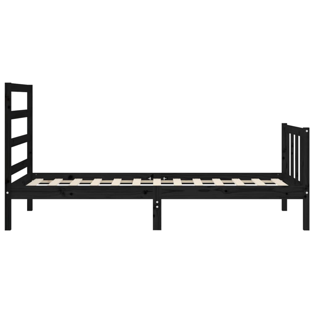 Giroletto con Testiera Nero Small Single in Legno Massello | homemem39