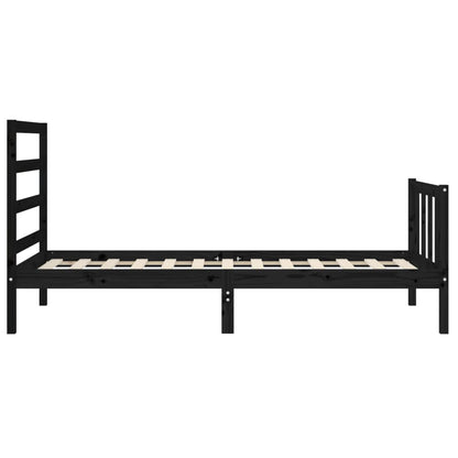 Giroletto con Testiera Nero Small Single in Legno Massello