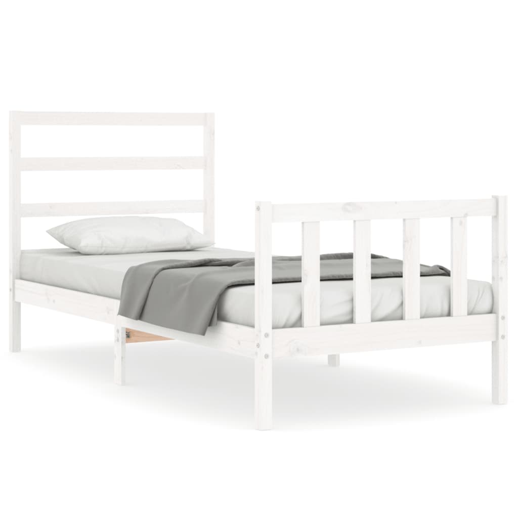 Letto senza Materasso Bianco 90x190 cm in Legno Massello Pino - homemem39
