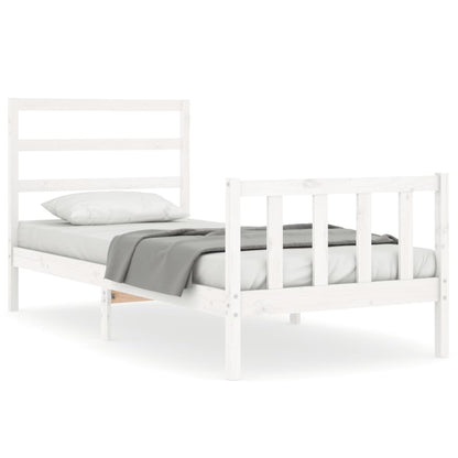 Letto senza Materasso Bianco 90x190 cm in Legno Massello Pino - homemem39