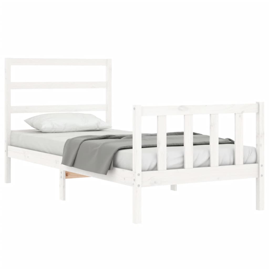 Letto senza Materasso Bianco 90x190 cm in Legno Massello Pino - homemem39