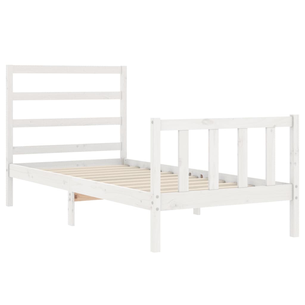 Letto senza Materasso Bianco 90x190 cm in Legno Massello Pino - homemem39