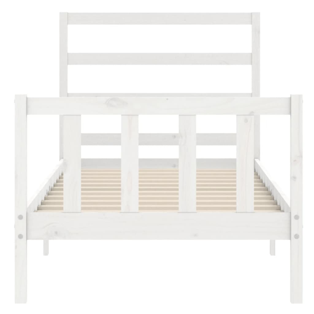 Letto senza Materasso Bianco 90x190 cm in Legno Massello Pino - homemem39