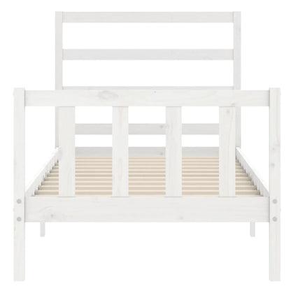 Letto senza Materasso Bianco 90x190 cm in Legno Massello Pino - homemem39