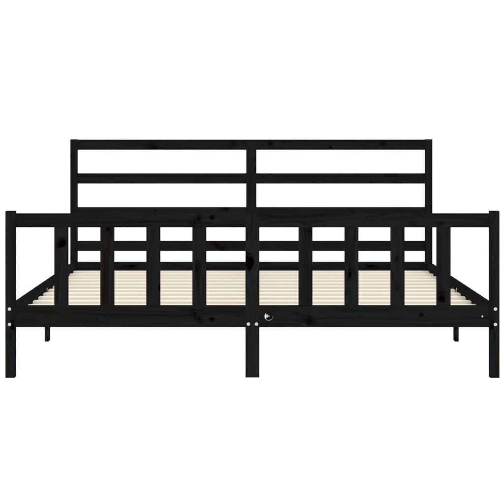 Giroletto con Testiera Nero 200x200 cm in Legno Massello