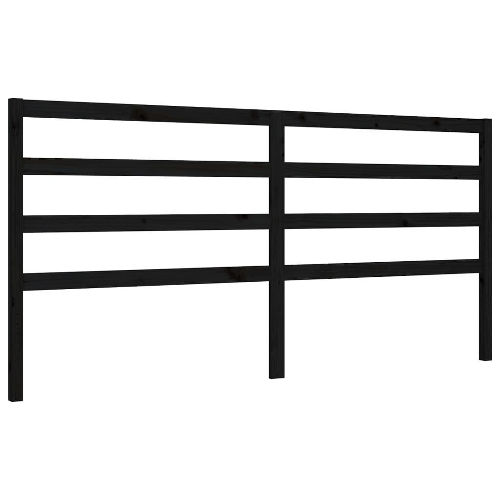 Giroletto con Testiera Nero 200x200 cm in Legno Massello