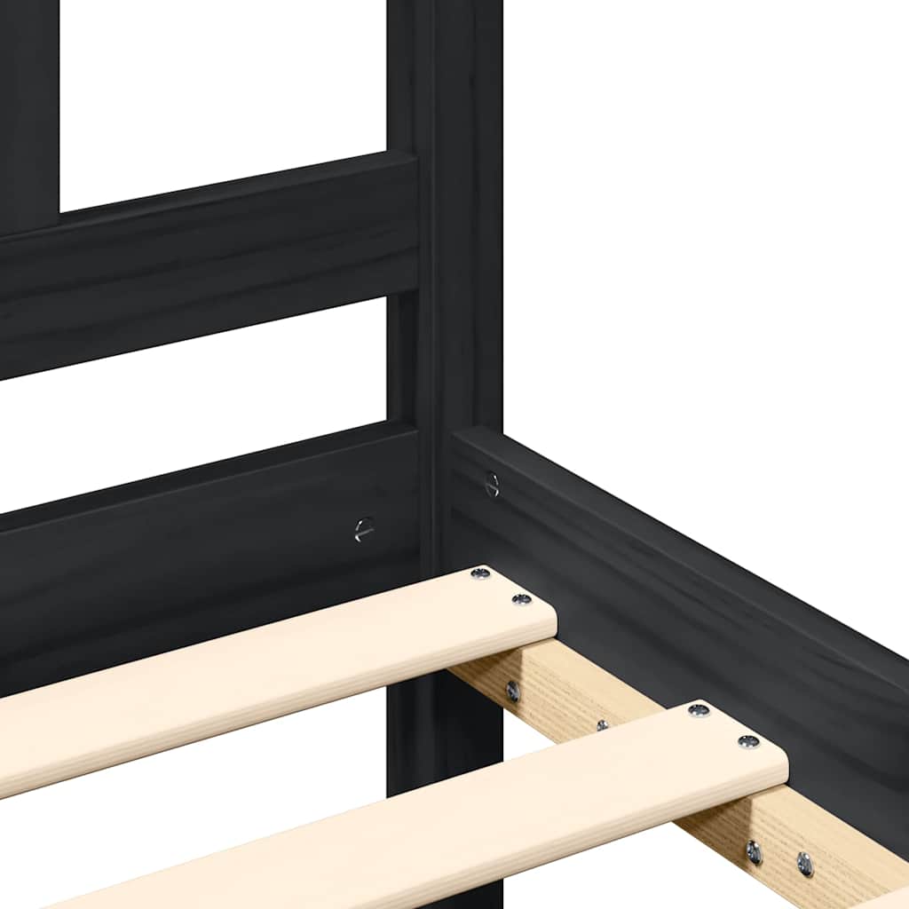 Giroletto con Testiera Nero Small Single in Legno Massello