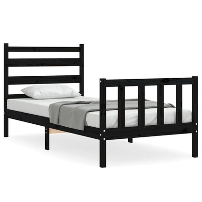 Giroletto con Testiera Nero Small Single in Legno Massello | homemem39