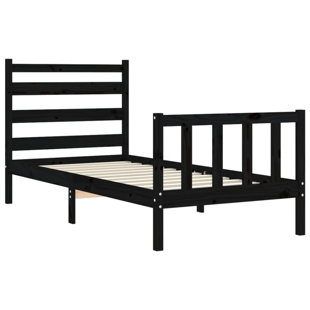 Giroletto con Testiera Nero Small Single in Legno Massello | homemem39