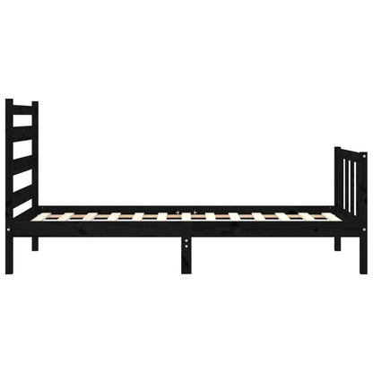 Giroletto con Testiera Nero Small Single in Legno Massello | homemem39