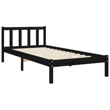 Giroletto con Testiera Nero Small Single in Legno Massello | homemem39