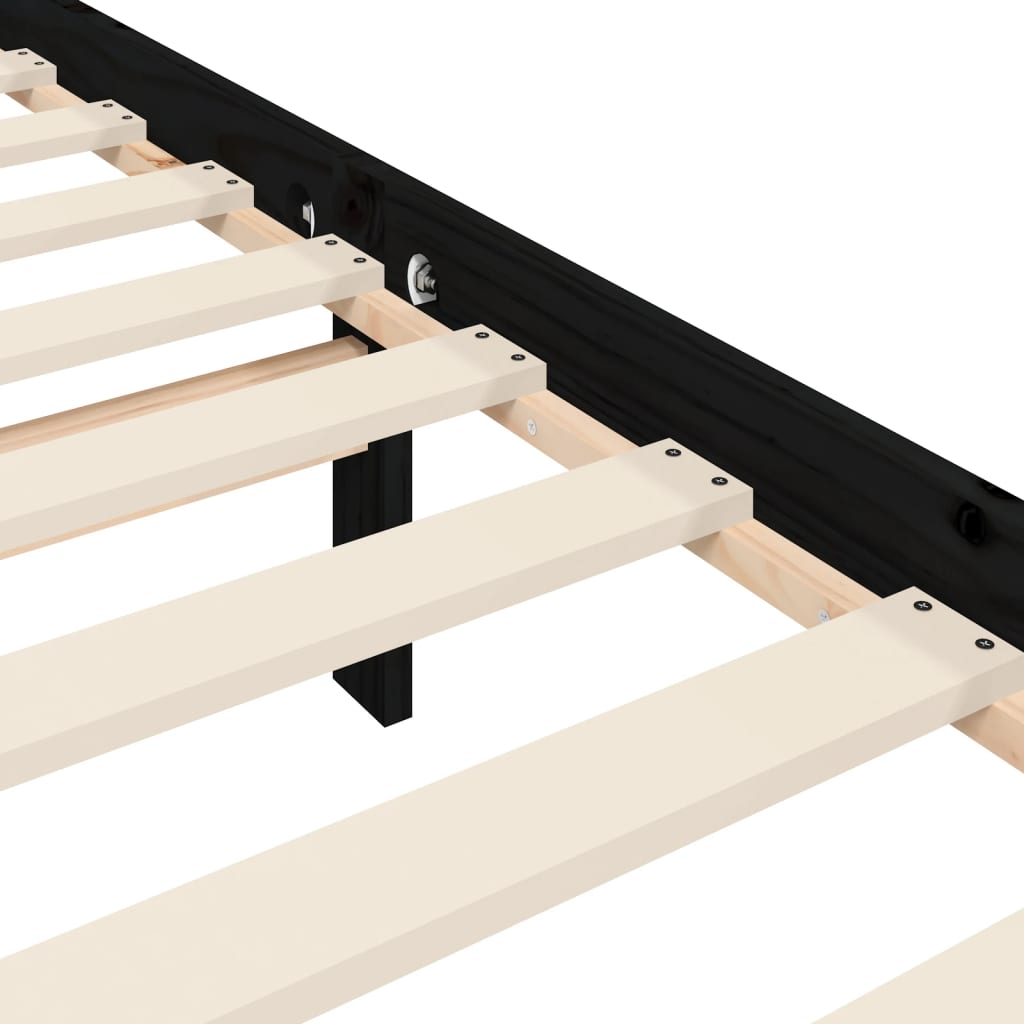 Giroletto con Testiera Nero Small Single in Legno Massello | homemem39