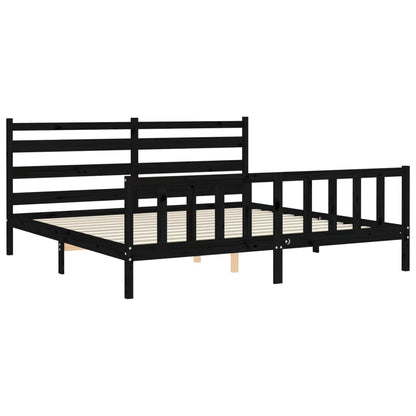 Giroletto con Testiera Nero 200x200 cm in Legno Massello | homemem39