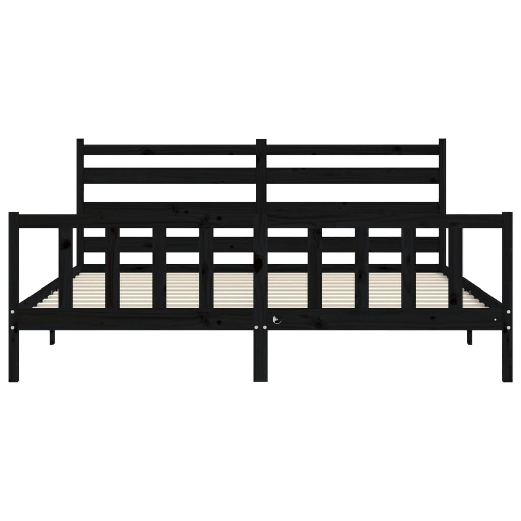 Giroletto con Testiera Nero 200x200 cm in Legno Massello