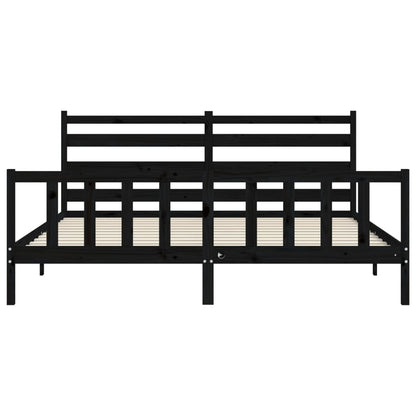 Giroletto con Testiera Nero 200x200 cm in Legno Massello