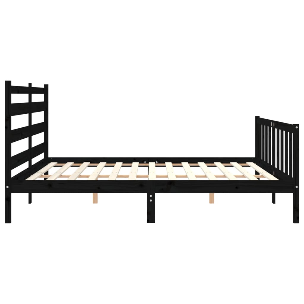 Giroletto con Testiera Nero 200x200 cm in Legno Massello