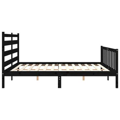 Giroletto con Testiera Nero 200x200 cm in Legno Massello
