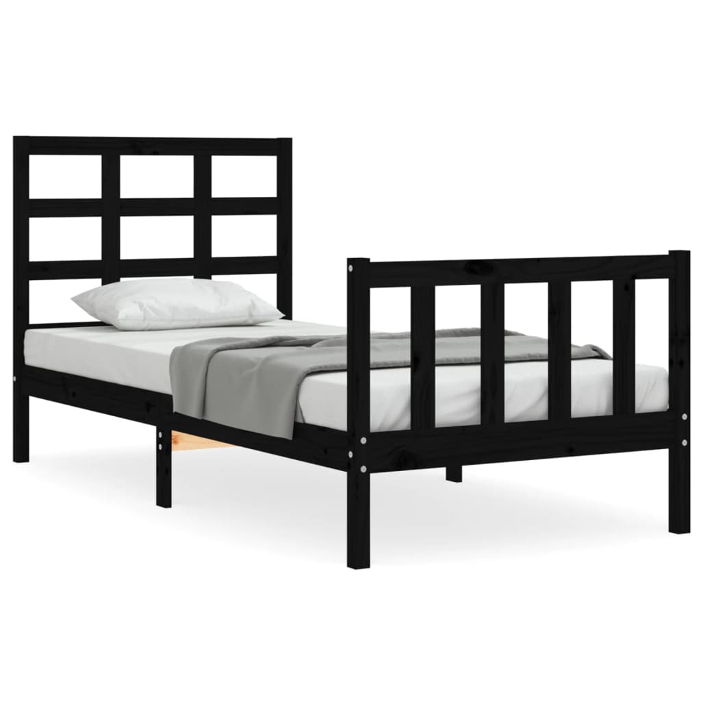 Giroletto con Testiera Nero Small Single in Legno Massello | homemem39