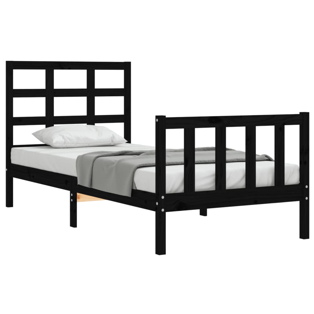 Giroletto con Testiera Nero Small Single in Legno Massello | homemem39