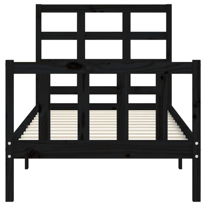 Giroletto con Testiera Nero Small Single in Legno Massello | homemem39