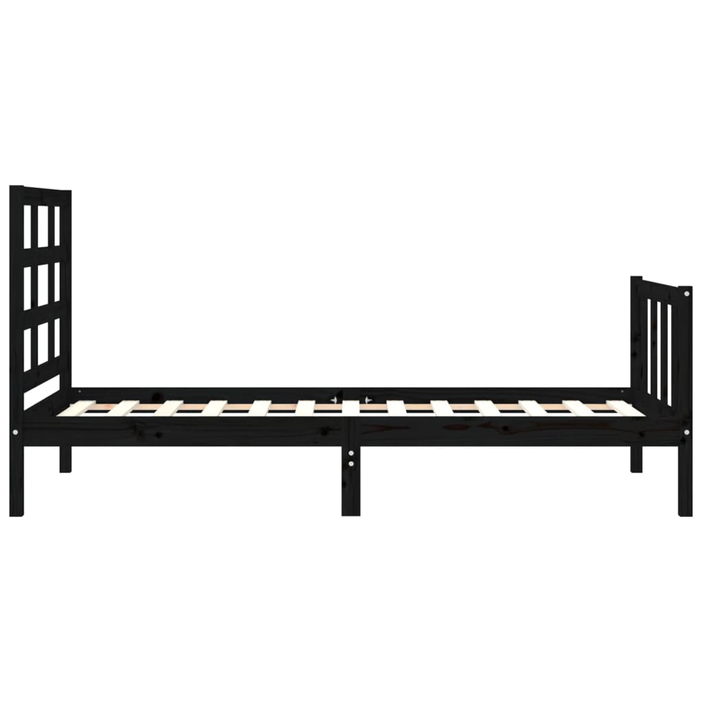 Giroletto con Testiera Nero Small Single in Legno Massello | homemem39