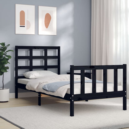 Giroletto con Testiera Nero Small Single in Legno Massello | homemem39