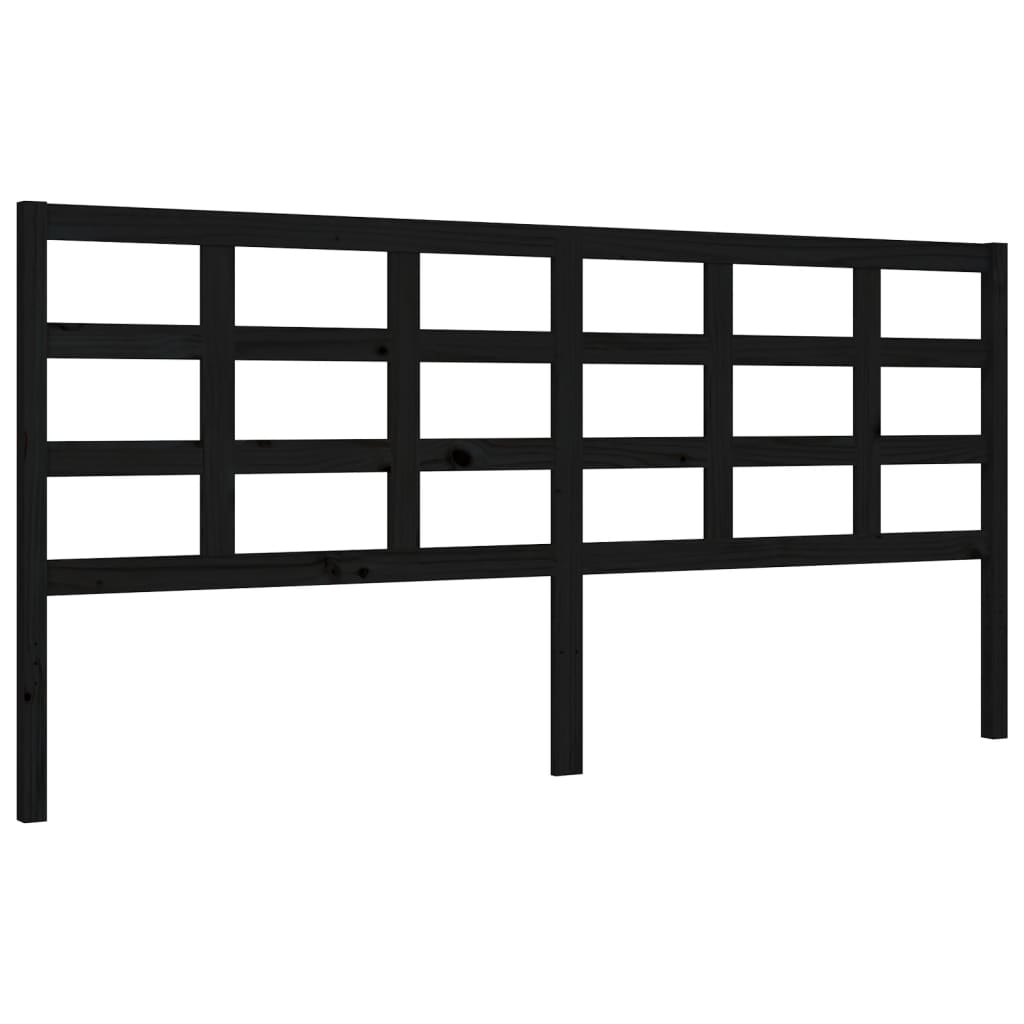 Giroletto con Testiera Nero 200x200 cm in Legno Massello