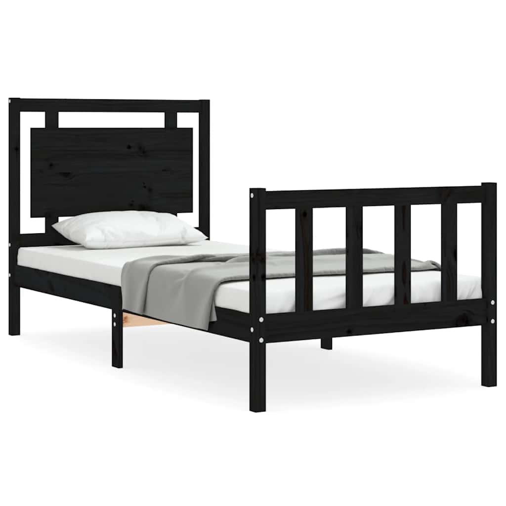 Giroletto con Testiera Nero Small Single in Legno Massello