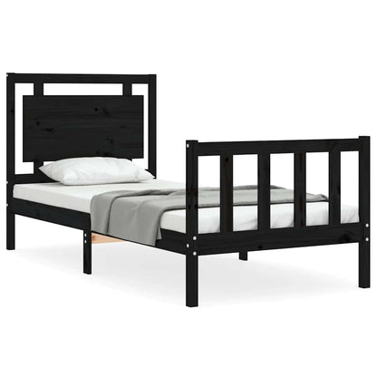 Giroletto con Testiera Nero Small Single in Legno Massello